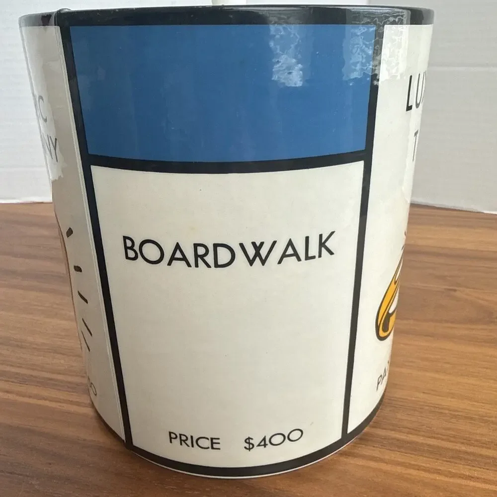 Vintage Monopoly Retro Ice Bucket With Lid -Park Place, Luxury Tax, Collectible